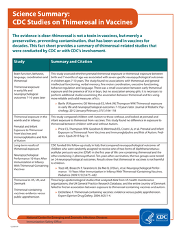 Science Summary: CDC Studies on Thimerosal in Vaccines