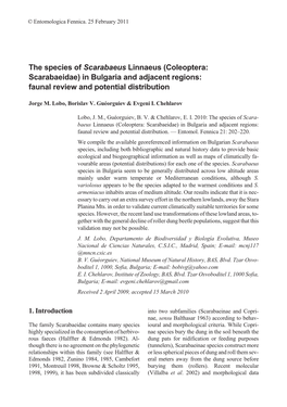 The Species of Scarabaeus Linnaeus (Coleoptera: Scarabaeidae) in Bulgaria and Adjacent Regions: Faunal Review and Potential Distribution