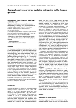 Comprehensive Search for Cysteine Cathepsins in the Human Genome