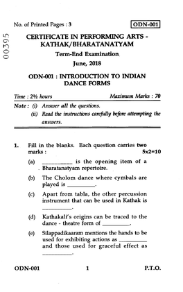 ODN-0011 Term-End Examination. June, 2018 ODN-001