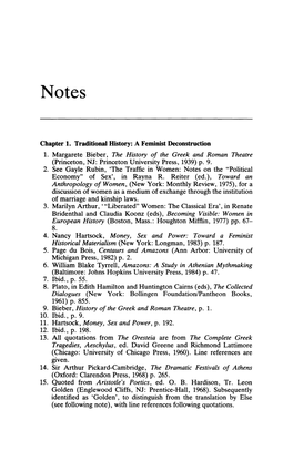 A Feminist Deconstruction 1. Margarete Bieber, the History of the Greek and Roman Theatre (Princeton, NJ: Princeton University Press, 1939) P