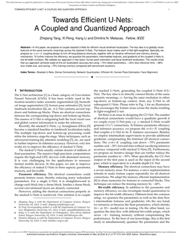 Towards Efficient U-Nets: a Coupled and Quantized Approach