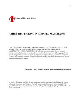 Child Trafficking in Albania. March, 2001