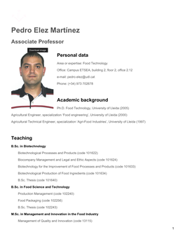 Pedro Elez Martínez Associate Professor