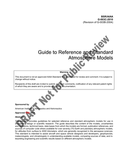 AIAA G-003 Guide to Reference and Standard Atmosphere Models