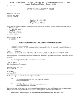 Case 21-10632-MBK Doc 277 Filed 04/29/21 Entered 04/30/21 00:20:03 Desc Imaged Certificate of Notice Page 1 of 228 Form 137 − Aplccmpn