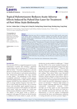 Topical Halometasone Reduces Acute Adverse Effects Induced by Pulsed Dye Laser for Treatment of Port Wine Stain Birthmarks