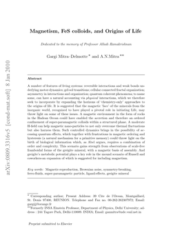 Magnetism, Fes Colloids, and Origins of Life