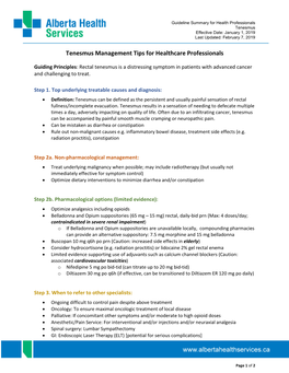 Symptom Management Summary Tenesmus