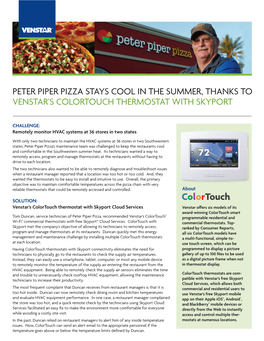 Peter Piper Pizza Stays Cool in the Summer, Thanks to Venstar’S Colortouch Thermostat with Skyport