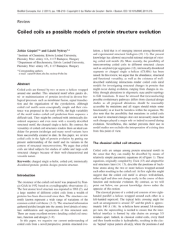 Coiled Coils As Possible Models of Protein Structure Evolution