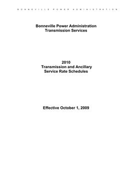 2010 Transmission and Ancillary Service Rate Schedules