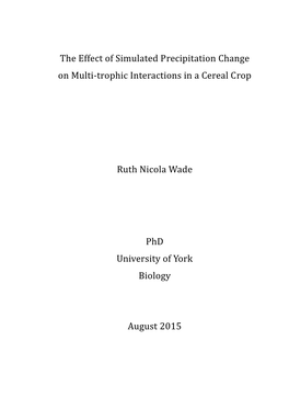 The Effect of Simulated Precipitation Change on Multi-Trophic Interactions in a Cereal Crop