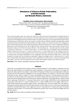 (Family Tridacnidae) at Seribu Islands and Manado Waters, Indonesia