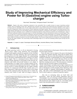 Study of Improving Mechanical Efficiency and Power for SI (Gasoline) Engine Using Turbo- Charger