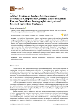 A Short Review on Fracture Mechanisms of Mechanical Components Operated Under Industrial Process Conditions: Fractographic Analysis and Selected Prevention Strategies