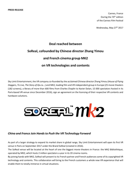 Deal Reached Between Soreal, Cofounded by Chinese Director