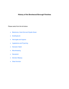 History of the Brentwood Borough Parishes