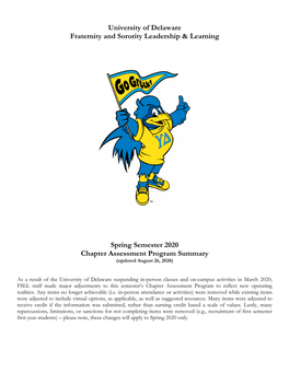 University of Delaware Fraternity and Sorority Leadership & Learning Spring Semester 2020 Chapter Assessment Program Summary