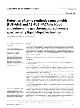 FUB-AMB and AB-FUBINACA) in Blood and Urine Using Gas Chromatography-Mass Spectrometry Liquid–Liquid Extraction