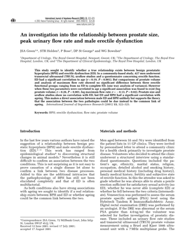 An Investigation Into the Relationship Between Prostate Size, Peak Urinary ﬂow Rate and Male Erectile Dysfunction