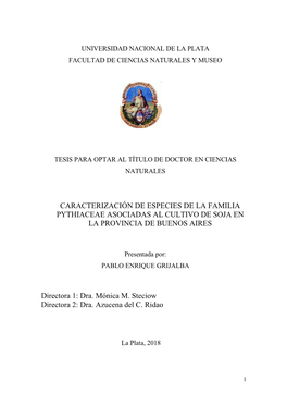 Caracterización De Especies De La Familia Pythiaceae Asociadas Al Cultivo De Soja En La Provincia De Buenos Aires