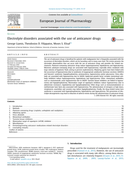 Electrolyte Disorders Associated with the Use of Anticancer Drugs