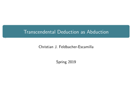 Transcendental Deduction As Abduction