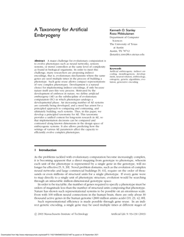 A Taxonomy for Artificial Embryogeny