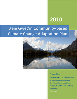 Xeni Gwet'in Community-Based Climate Change Adaptation Plan
