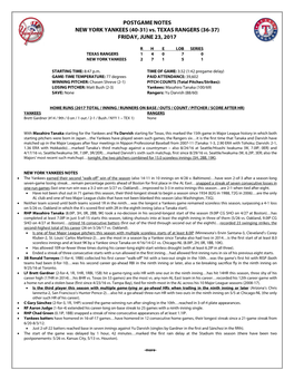 Post-Game Notes