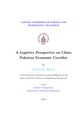 A Logistics Perspective on China Pakistan Economic Corridor