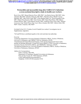 Pericarditis and Myocarditis Long After SARS-Cov-2 Infection: a Cross-Sectional Descriptive Study in Health-Care Workers