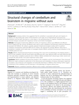 Structural Changes of Cerebellum and Brainstem in Migraine Without Aura