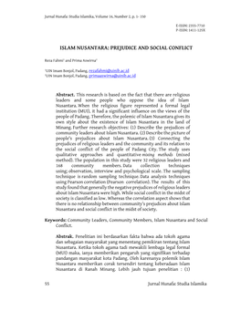 Islam Nusantara: Prejudice and Social Conflict
