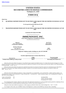 IMMUNOVANT, INC. (Exact Name of Registrant As Specified in Its Charter)
