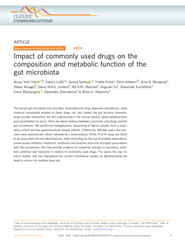 Impact of Commonly Used Drugs on the Composition and Metabolic Function of the Gut Microbiota