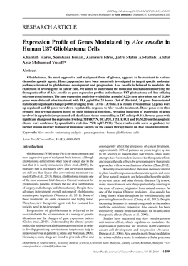 Expression Profile of Genes Modulated by Aloe Emodin In