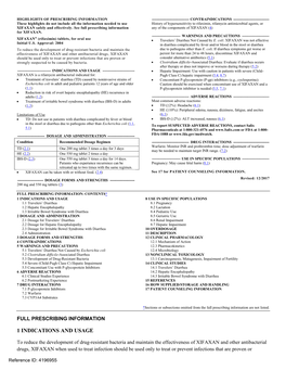 XIFAXAN® (Rifaximin) Tablets, for Oral Use  Travelers’ Diarrhea Not Caused by E