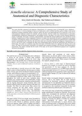 Acmella Oleracea: a Comprehensive Study of Anatomical and Diagnostic Characteristics