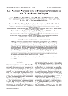 Late Variscan (Carboniferous to Permian) Environments in the Circum Pannonian Region