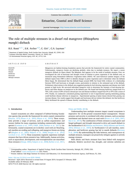 The Role of Multiple Stressors in a Dwarf Red Mangrove (Rhizophora Mangle) Dieback