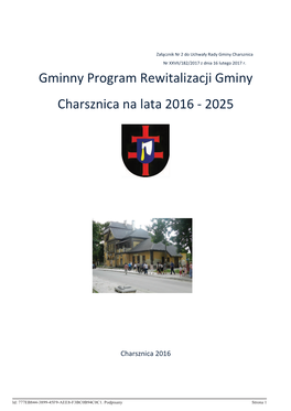 Gminny Program Rewitalizacji Gminy Charsznica Na