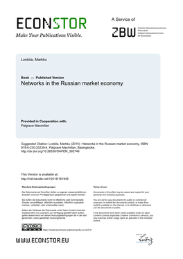 Networks in the Russian Market Economy