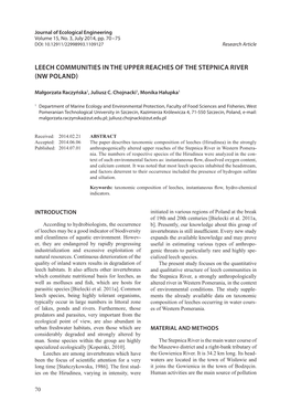 Leech Communities in the Upper Reaches of the Stepnica River (Nw Poland)