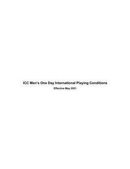 ICC Men's One Day International Playing Conditions