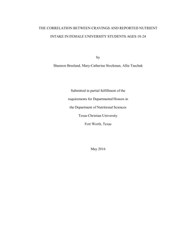 The Correlation Between Cravings and Reported Nutrient