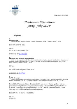 Strokovna Literatura Junij- Julij 2019