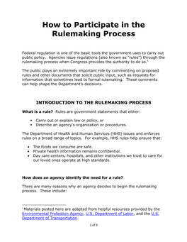 How to Participate in the Rulemaking Process