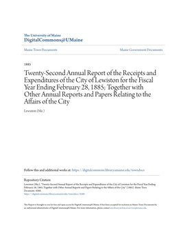 Twenty-Second Annual Report of the Receipts and Expenditures of The